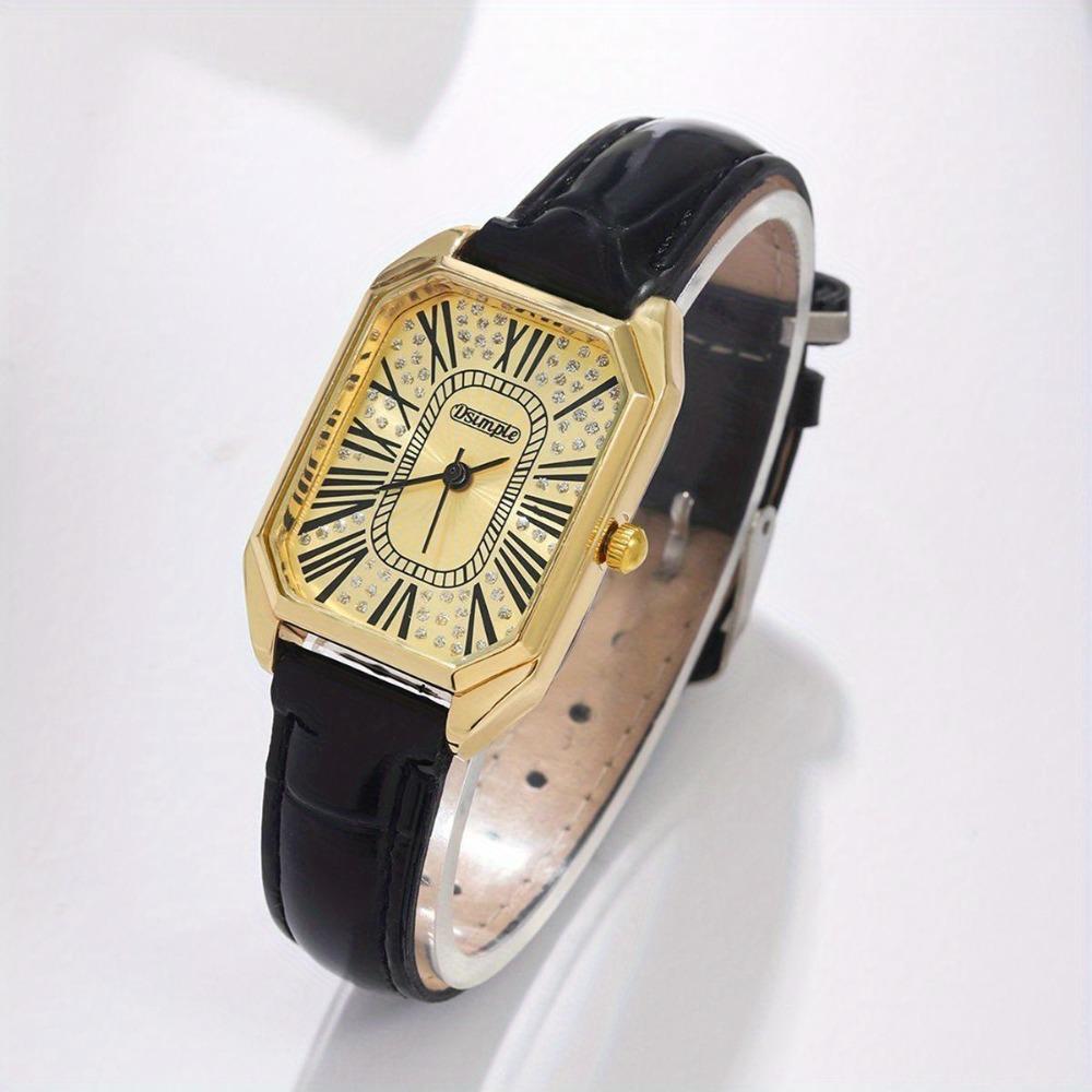 2pcs/set Square Couple's Watch PU Leather Strap Quartz Movement | Gifts for Men or Women | Valentine's Day Gifts