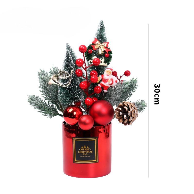 

Рождественский букет Комнатное растение Настольное декоративное украшение Красный Серебристый Мини-рождественская елка Кашпо Рождественская елка Домашний декор 30cm