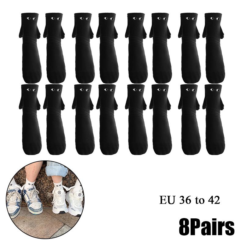 10 Paare Club Promi Ins Mode Lustig Kreativ Magnetische Anziehung Hände Schwarz Weiß Cartoon Augen Paare Socken Socken