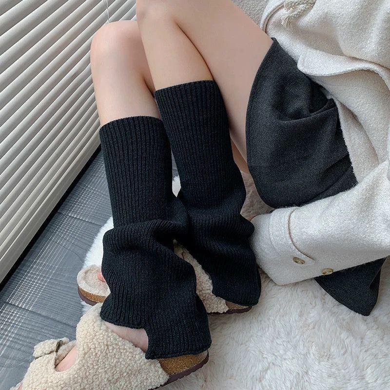 Harajuku Style Solid Color Leg Warmers Slouchy Socks Warm Leg Guard Boot Covers Slouchy Leg Warmers Women's Flared Wide-leg Slouchy Socks