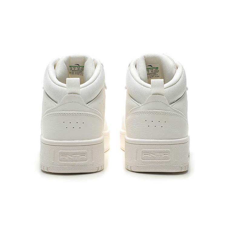Anta Lifestyle Series Fabric Synthetic Leather High-Top Skate Shoes Men Sneakers White 912348082-2