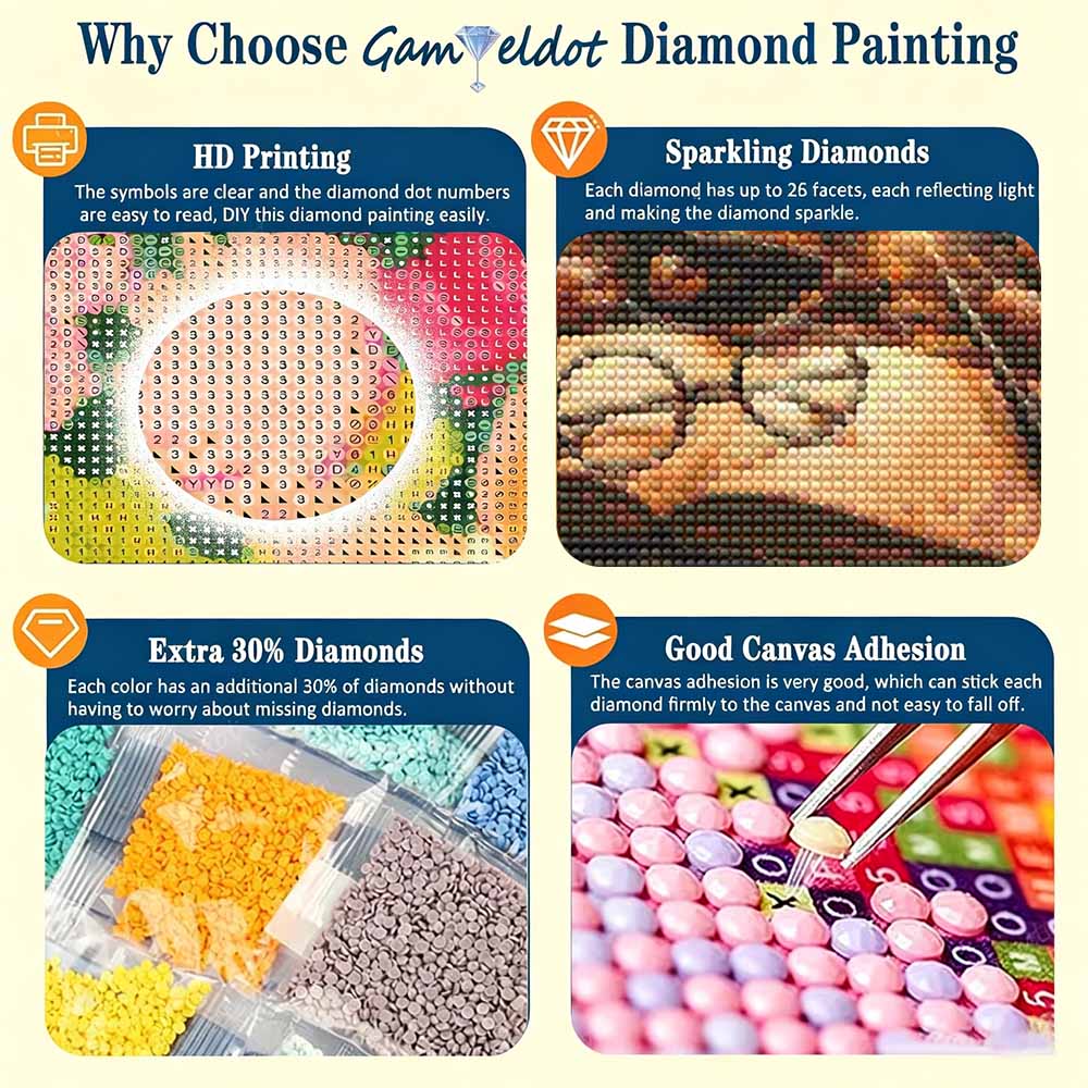 Diamond painting DIY kit fantasy castle moon owl book glasses wall art home room decoration