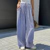 Women's Striped Casual Straight-Leg High-Waisted Loose Trousers