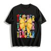 Playful TEACHER Bow Print Casual Short Sleeve T-Shirt Pure Cotton T-shirt
