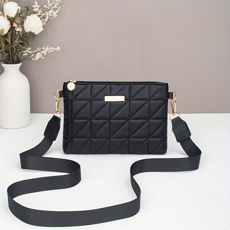 Casual Fashion Personality Embroidered Plaid Messenger Bag Portable Lightweight Simple with Anti-theft Feature Removable Strap Zipper Closure 744₽