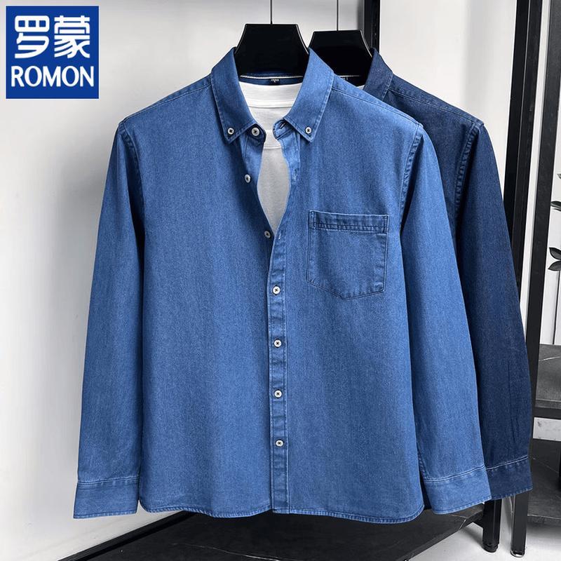 

Romon Men s 100% Cotton Denim Short Sleeve Shirt 4XL 190