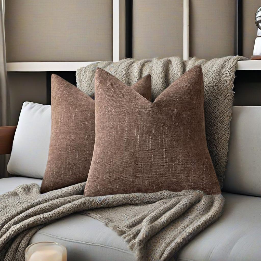 Multi-size Solid-color Thick Cotton Throw Pillow Covers, Cashmere Pillow Covers