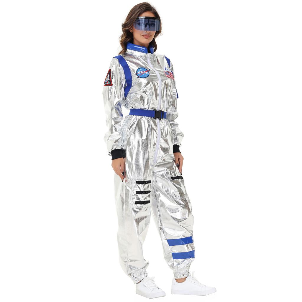 Halloween Couple Wandering the Earth with the Same Space Costume, Uniform Female Astronaut Stage Outfit