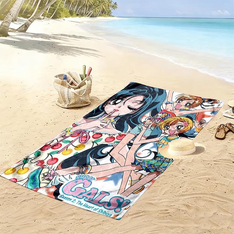 Super GALS 2D Flat Print Beach Towel, Large Soft Quick Dry Towel for Beach Camping SwimmingDSTJ0925206