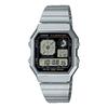 Men's Stainless Steel Water Resistant Digital Alarm Quartz Watch A130WE-1A
