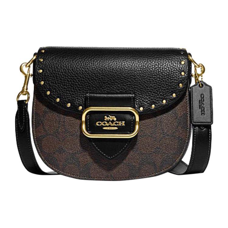 

Coach Morgan 20 Classic Monogram Print Flap Crossbody Bag With Studded Decoration Women Crossbody Bag Brown Black CE567-IMOSN Basic Set (Bag+Dust Bag)