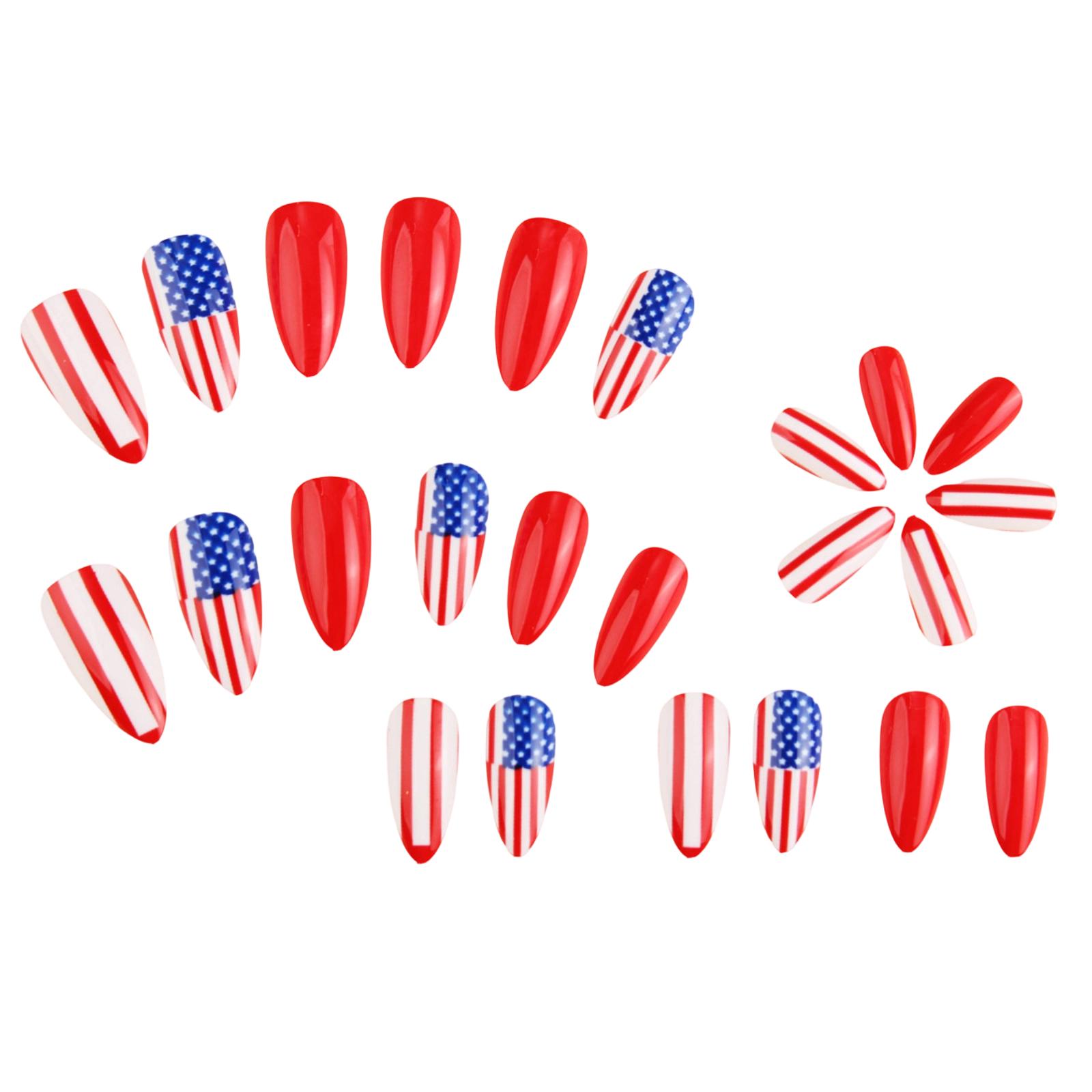 24 Piece Retro And Gorgeous Independence Day Nail Set