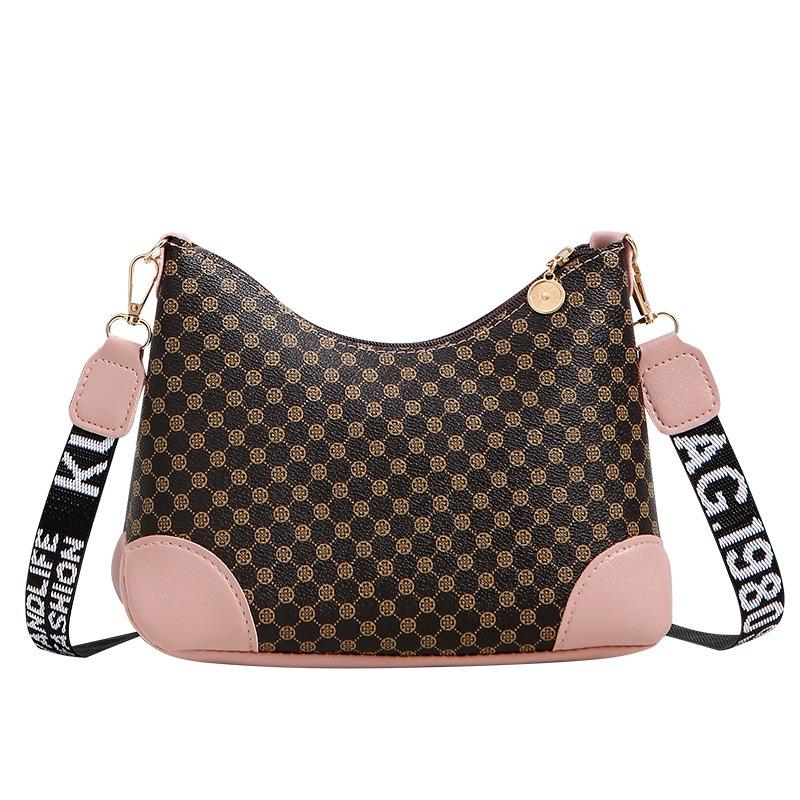 Printed women's bag, armpit bag, autumn and winter new fashion messenger bag, retro and simple shoulder bucket bag, one piece.