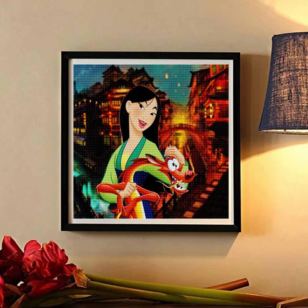 DIY Diamond Painting Round Diamond Mulan and The Fox Full Diamond Mosaic Home Decoration Painting Cross Stitch Kit