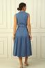 Buttoned Front Waist Belted Long Dress