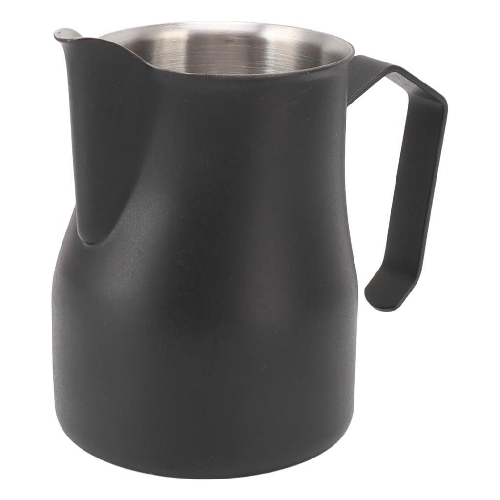 Milk Pitcher Cup 304 Stainless Steel Spout Mouth Scale Coffee Latte Pitcher Cup for Work Office Matte Black 350ml
