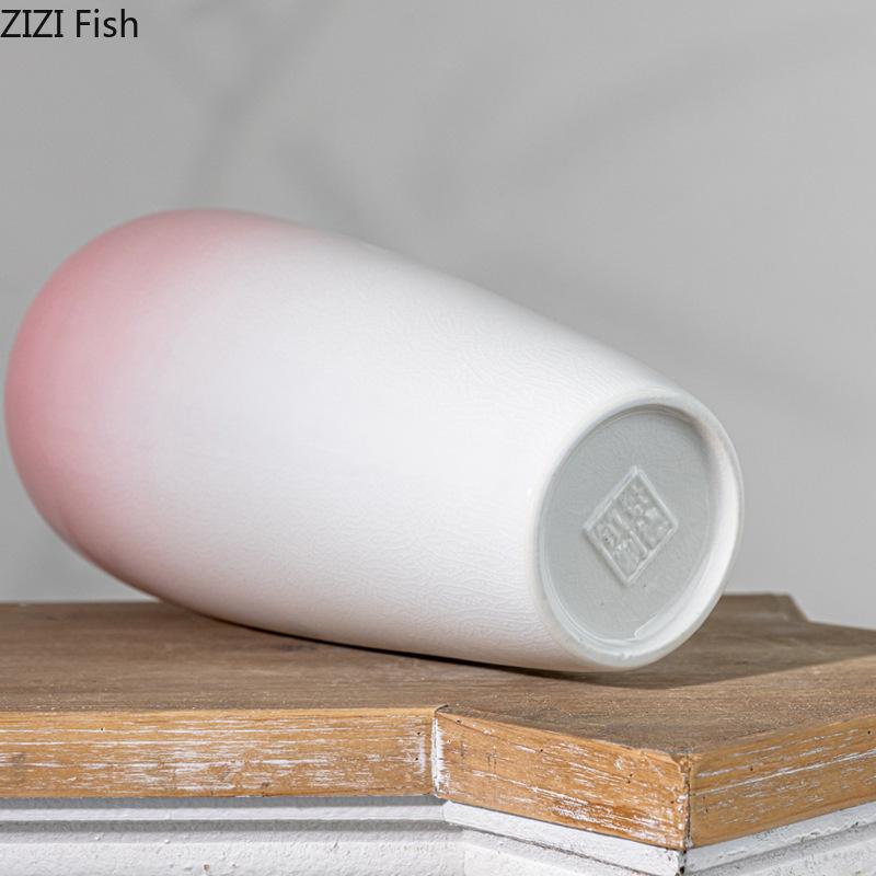 Gradient Pink Ceramic Vase Hydroponics Potted Plant Table Decoration Flowers Arrangement Floral Vases Room Aesthetic Decor