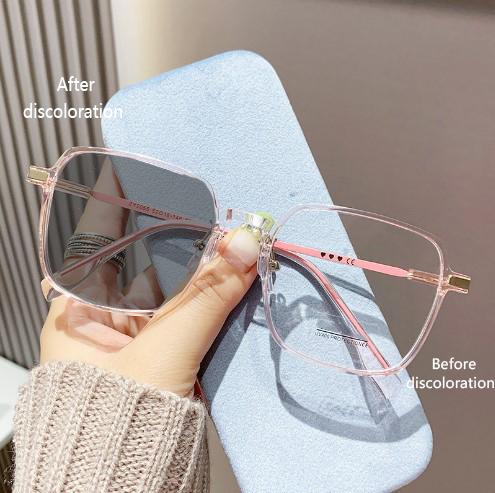 

Fashion Light-sensitive Prescription Glasses Square Minus Diopter Eyeglasses Anti Blue Light/UV400/Transitions Lenses 0 To -6.0 0