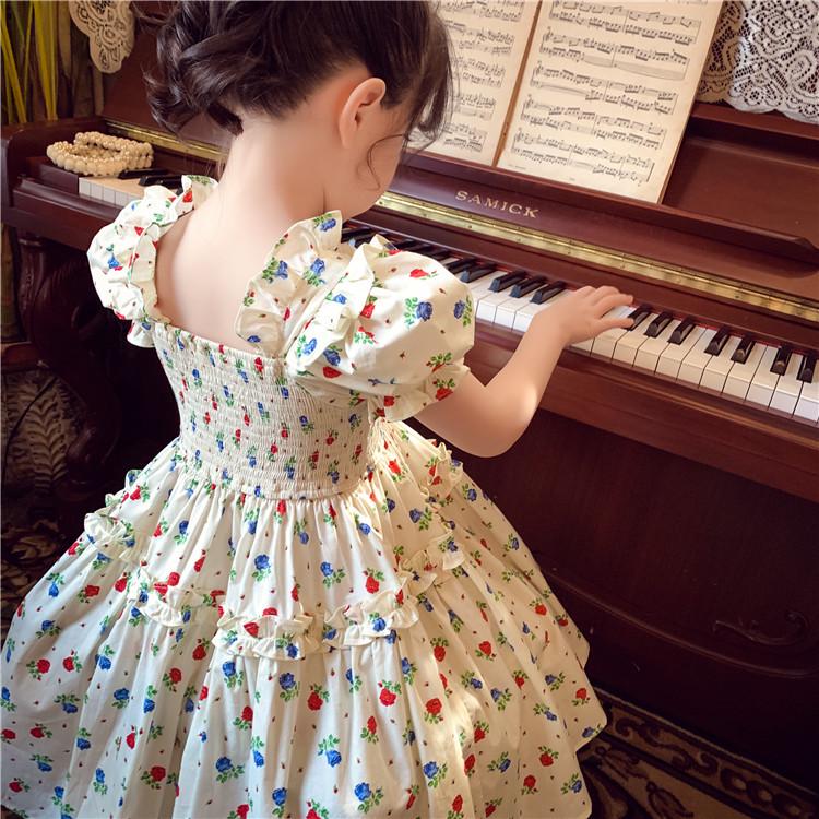 Clearance: Girls' Floral Smocked Short-Sleeve Dress - Summer 2025 Korean Style