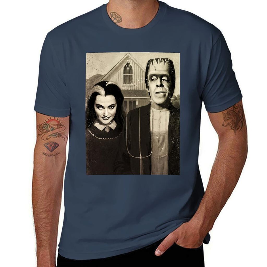The Munsters American Gothic Digital Painting TShirt Minimal Art Print TShirt