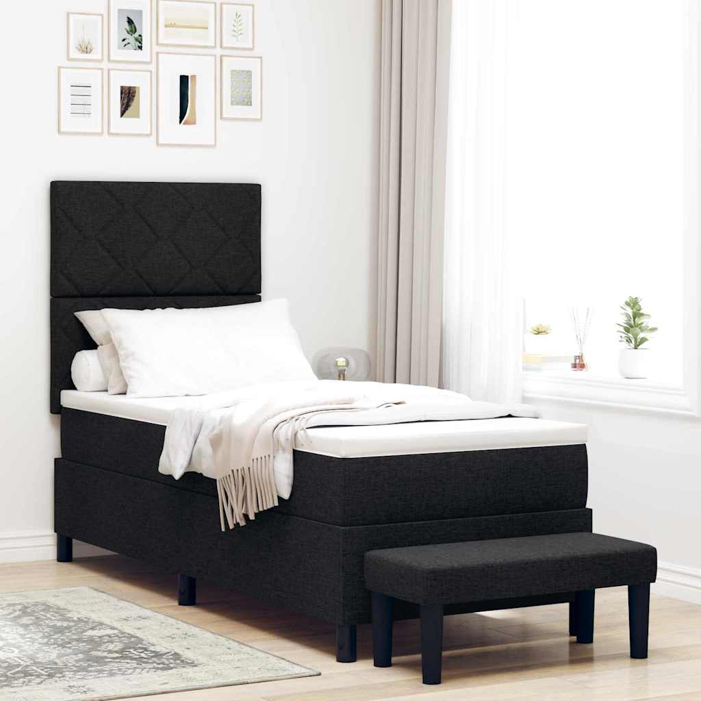 Box Spring Bed with Headboard Black 80 x 200 cm Fabric