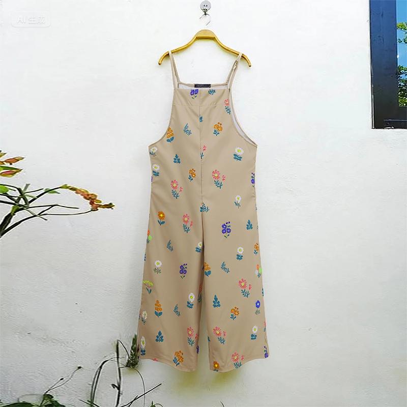 

ZANZEA Женский повседневный комбинезон-сарафан без рукавов с принтом S хаки