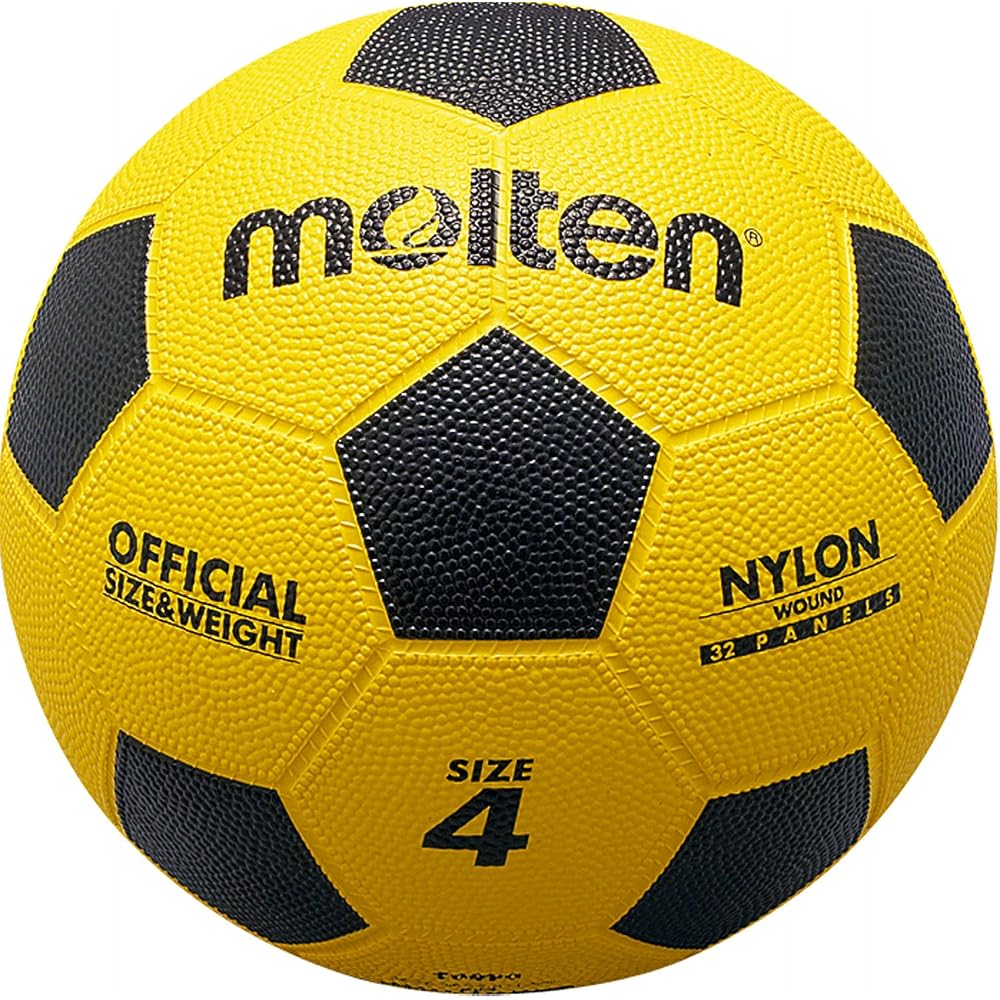 Molten Soccer Ball F4Y Yellow Black Size 4 Durable Rubber Material Sports Equipment