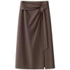 2025 Asymmetrical High-Waisted Slit Midi Skirt for Women - Spring/Summer Trendy Option