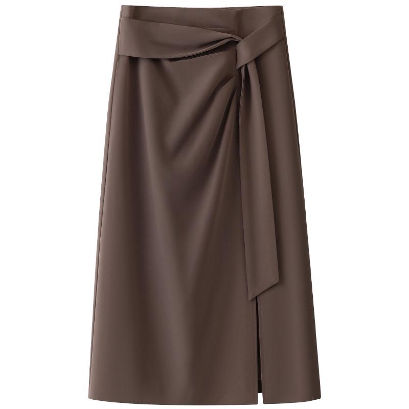 2025 Asymmetrical High-Waisted Slit Midi Skirt for Women - Spring/Summer Trendy Option