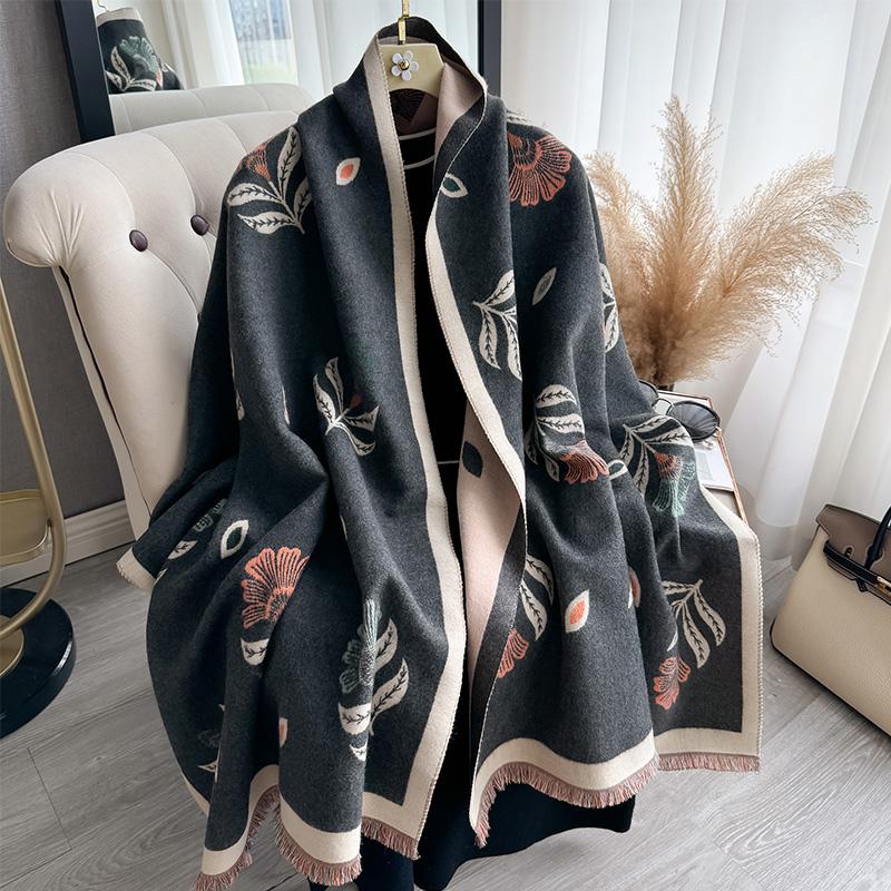 Printing Winter Women Cashmere Scarf Thick Warm Pashmina Shawls Wraps Floral Print Lady Blanket Hijab Female New