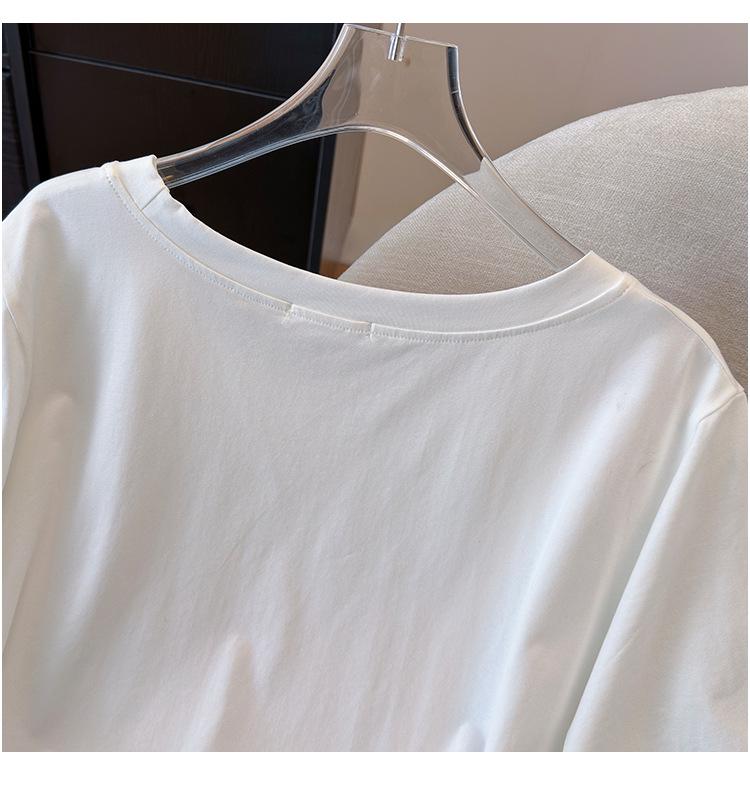 Women's Plus Size Mid-Length Loose Fit Round Neck Short-Sleeve T-Shirt (200/300/350 Jin, Style 6107)