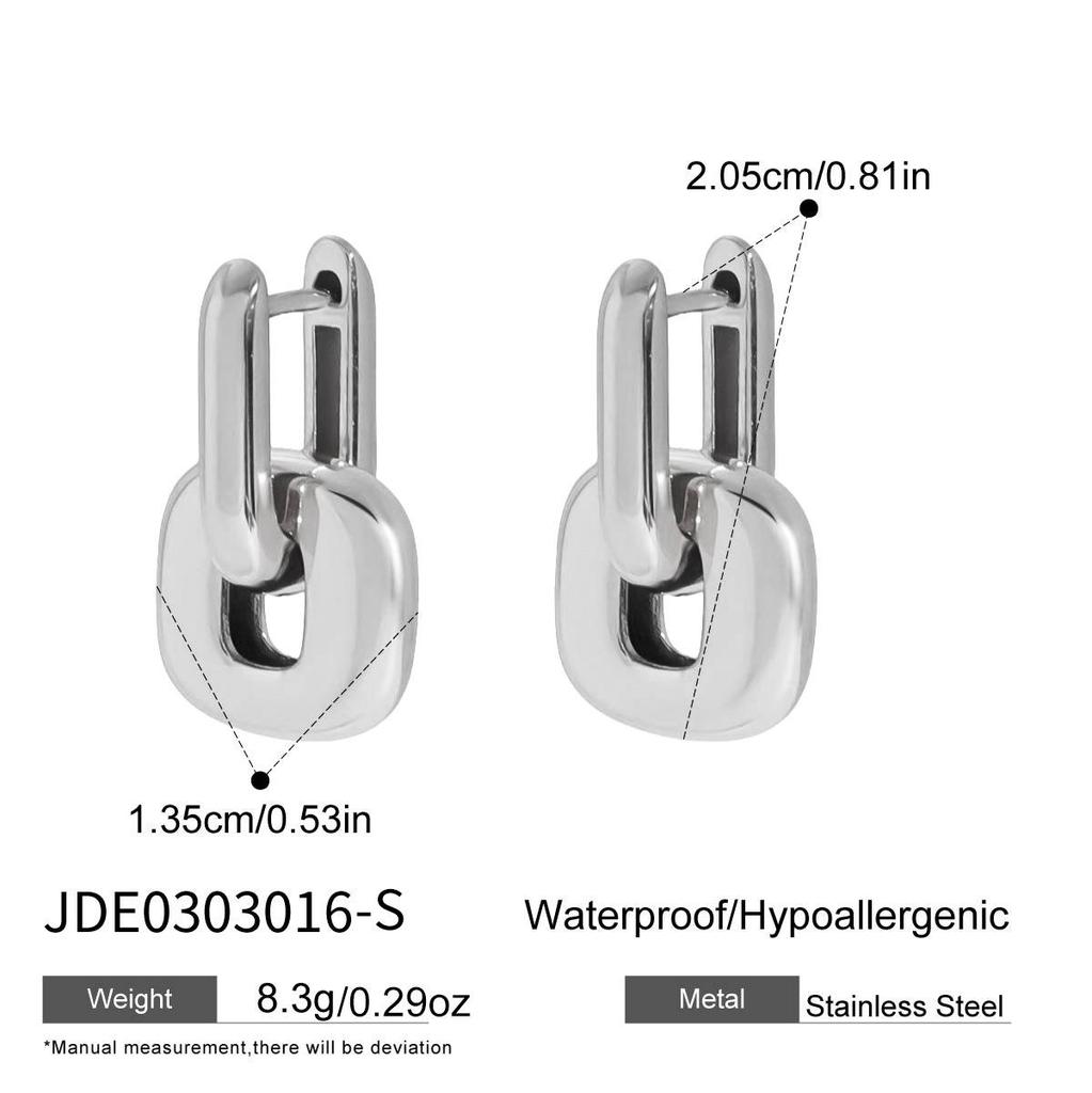 Jieding European & American Color Block Stainless Steel Stud Earrings - Light Luxury Titanium Jewelry