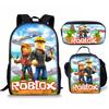 New Roblox Student School Bag Roblox Digital Printing Backpack Three-piece Set Lunch Bag Pencil Case