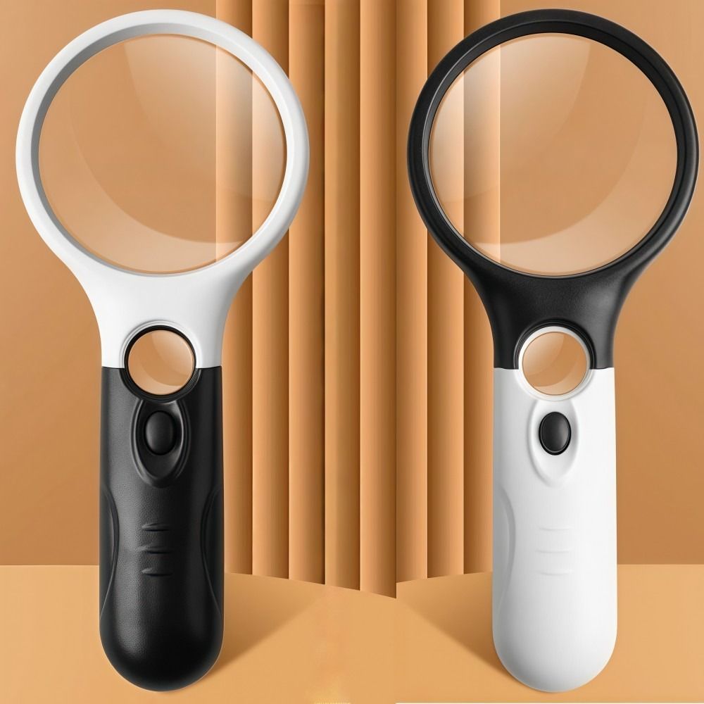 Double Lenses Jewelry Loupe 3LED Light Coins Stamps Magnifier  Kids Seniors Reading