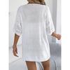Women Solid Hollow Out Five Quarter Sleeve Knit Open Cardigan Casual Vacation Thin Outerwear