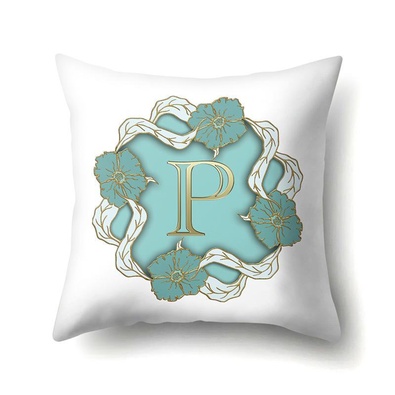 Polyester Pillowcase Home Decoration Gold Printed Pillowcase 26 English Letters Bedside Cushion Cover