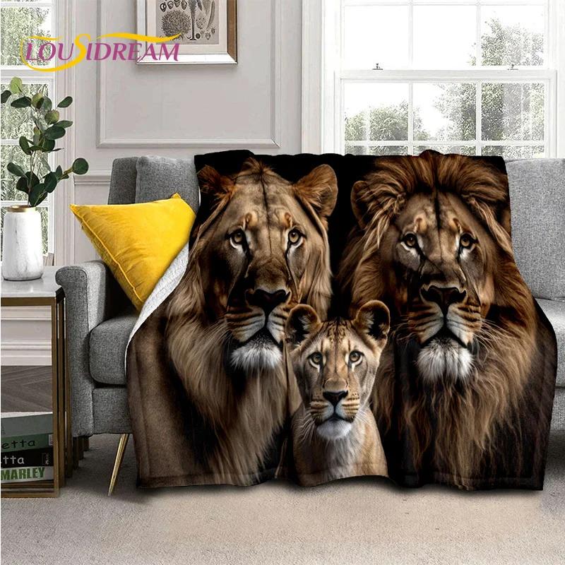 Wilde Tiger-Löwe-Leopard-Tier-Wildtier-Cartoon-Decke, weiche Überwurfdecke für Zuhause, Schlafzimmer, Bett, Sofa, Picknick, Büro