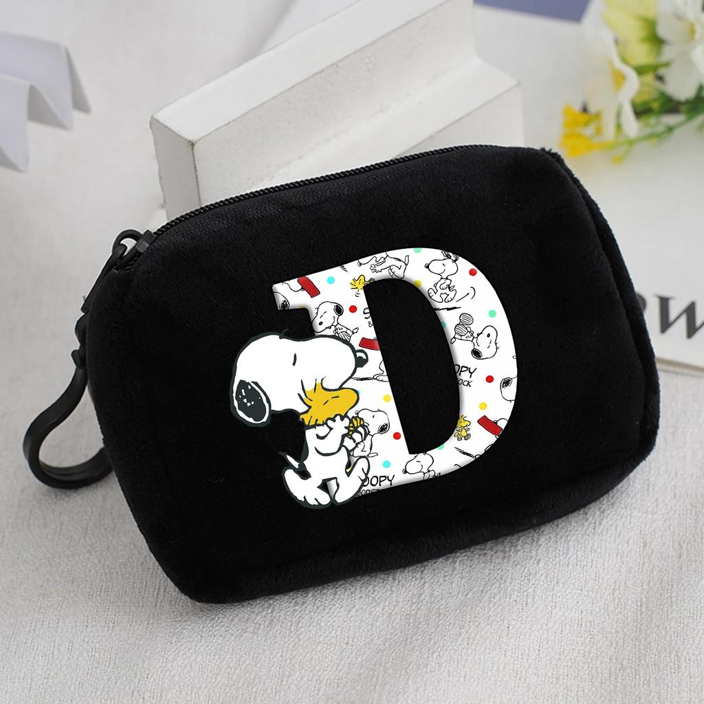 Snoopy Coin Purse Kawaii Cartoon Mini Wallet Man Woman Zipper Purse Fashion Anime Black Money Card Storage Bags Birthday Gift