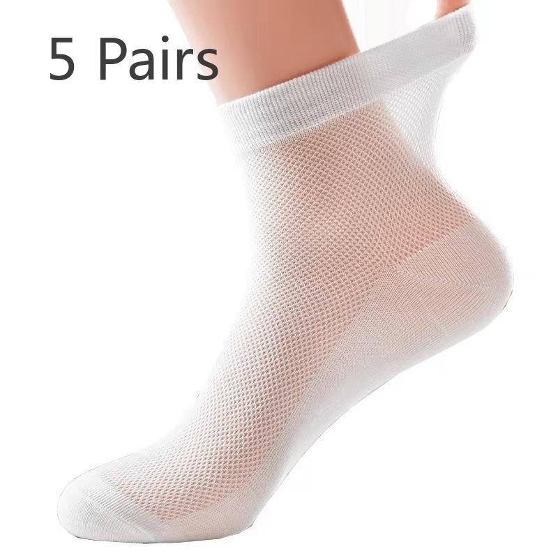 5 Pairs of Men Spring and Autumn Simple Business Perspiration Breathable Tube Socks
