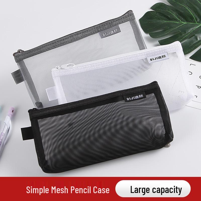 Triangle Mesh Pencil Case: Large Capacity, Transparent Nylon for Students