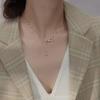 Women's Double Ring Zirconia Pendant Necklace with Gold Beads – Tassel Design, Light Luxury, High-End Clavicle Chain