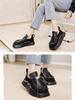 Johnature Vintage Flat Platform Shoes Women Handmade Round Toe Solid Color Comfortable Thick Sole Slip-on Shoes