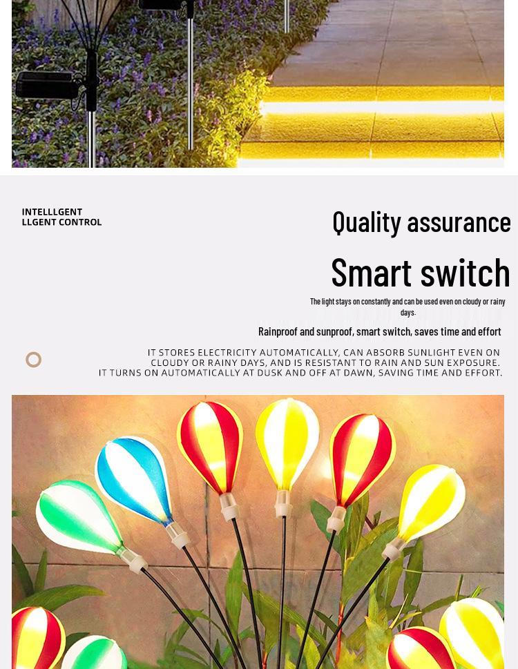 Solar LED Hot Air Balloon Sway Light - Outdoor Waterproof Garden Decor