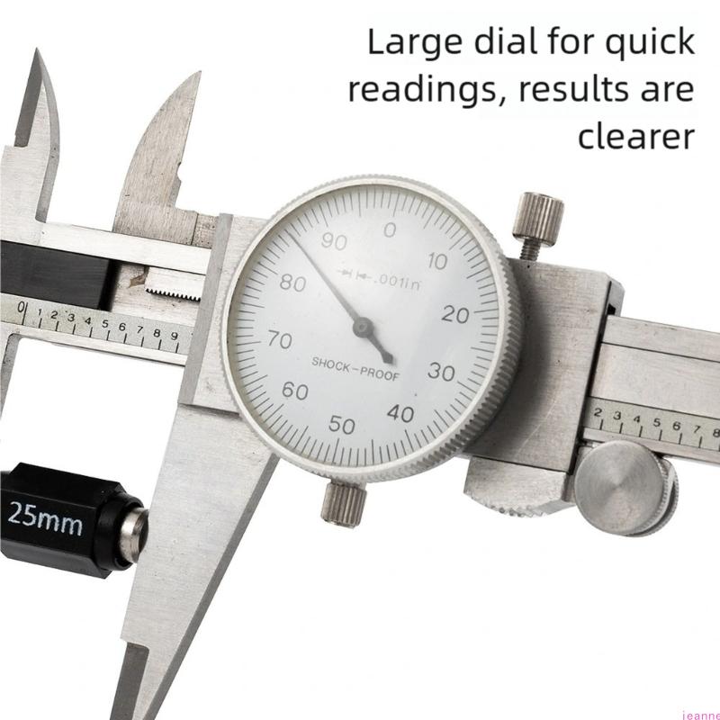 Industrial 8Inch Stainless Steel Dials Caliper Vernier Caliper Featuring Black Markings For Improved Readability