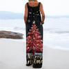 Women's Christmas Print Solid Wide Leg Strapless Tank Pocket Casual Onesie