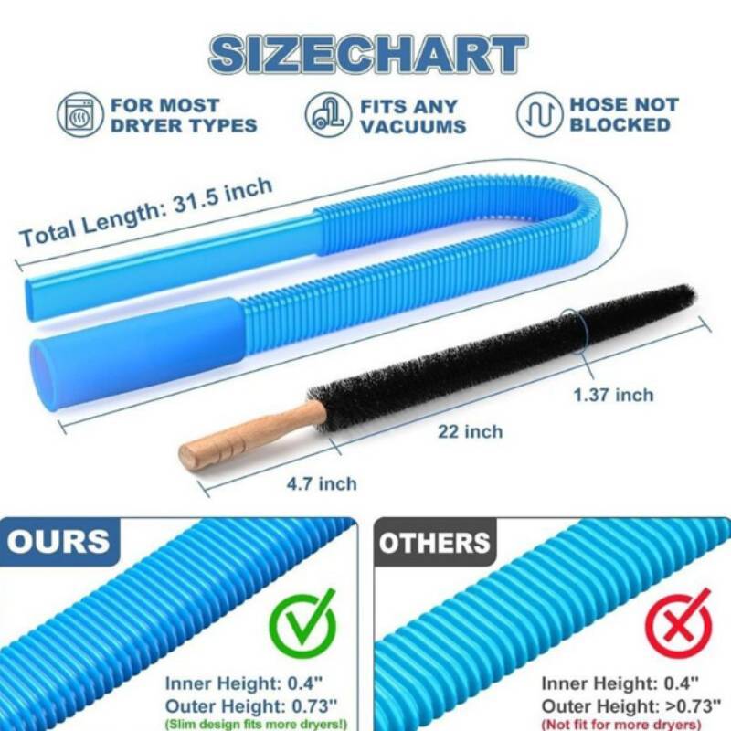 Dryer Vent Cleaner Kit Vacuum With Plastic Brush For Home Maintenance