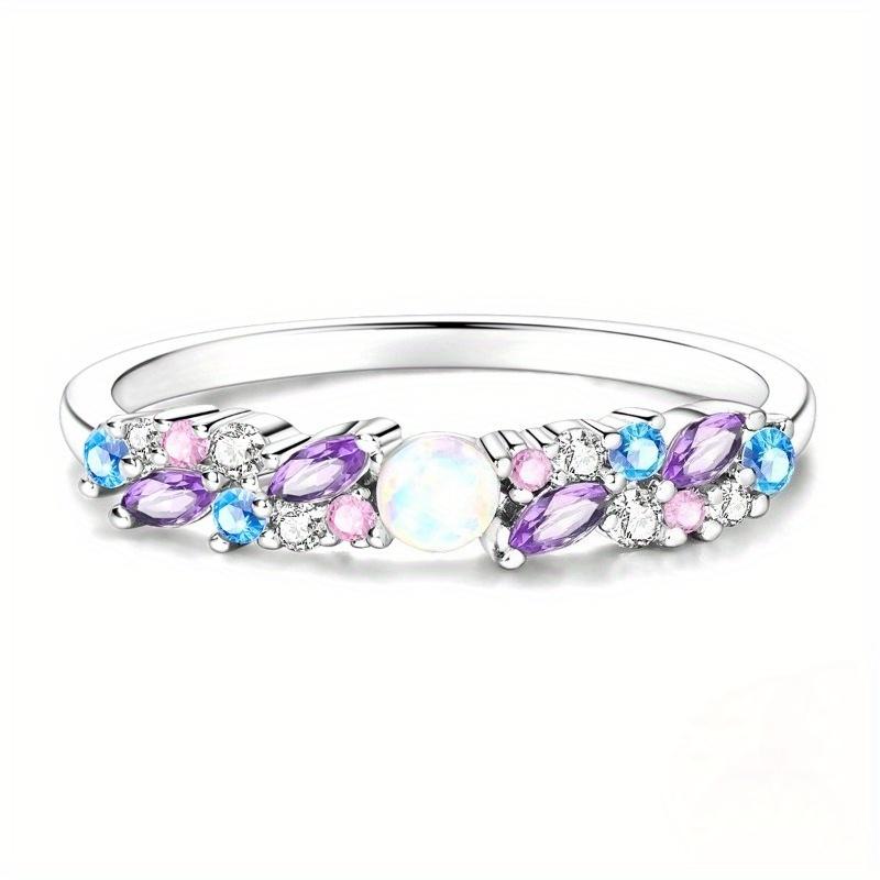 Sparkling Colored Zirconia Ring Elegant Minimalist Design with Synthetic Cubic Zirconia Elements for Daily Wear Gift Jewelry