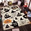 Halloween Theme with Pumpkins and Spiderwebs Non-slip Rug Suitable for Living Room and Bedroom Sofas Sofas