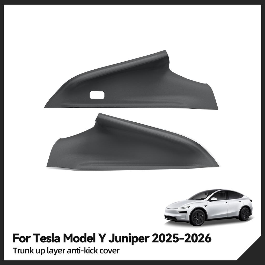 Sidokåpa för bakre bagageutrymme med sparkskydd för Tesla Model Y Lansering 2025 2026 Juniper Bil Övre Lager Täckningsskyddskit 2 st Svart