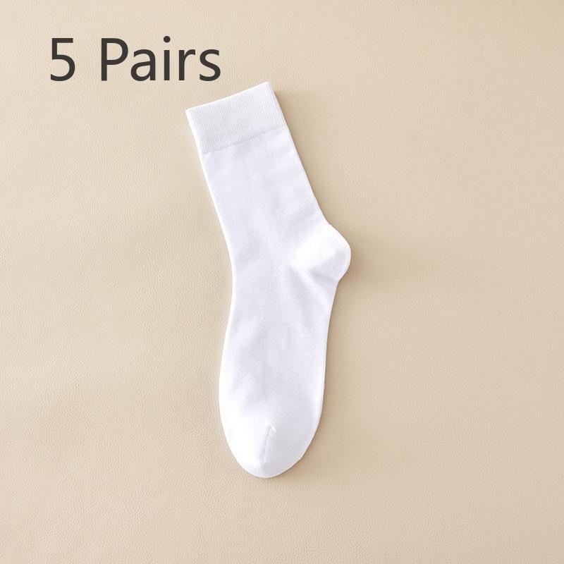 5 Pairs of Men's Autumn and Winter Pure Cotton Retro All Cotton 5A Antibacterial and Deodorizing Men's Sports Mid Top Socks